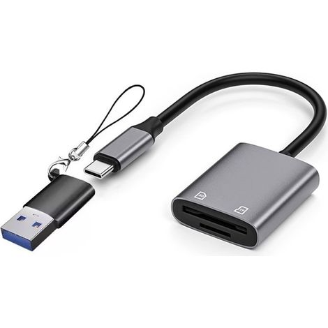 Lector De Tarjetas Usb-C - Compatible Con Tarjetas Sd Y Tf - Carcasa De Metal - Para Smartphone Y Ordenador - 1 Unidad (1/5)