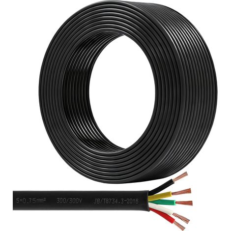 5 Core Trailer Cable 12V 24V Automotive Wire Round Thin Wall Electrical Wire 5x0.75mm² for LED Lights Caravan Truck Tow Cable (1/5)