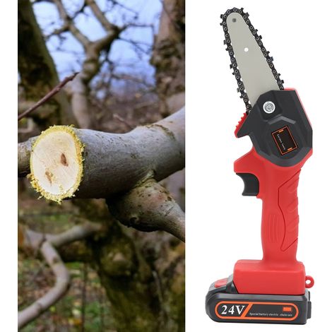 Scie d'élagage électrique portative rouge FYD-001, mini tronçonneuse rechargeable au lithium-ion pour l'entretien du jardin, norme européenne AC110-240V (1/5)
