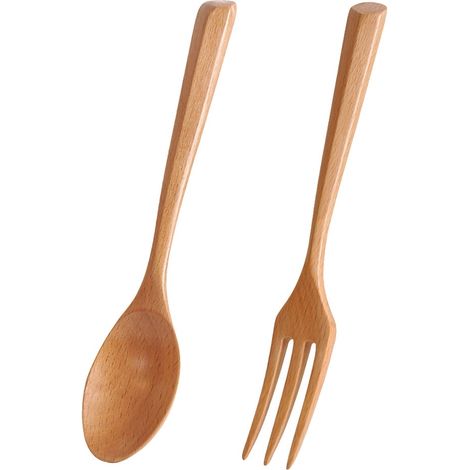 Cuillère - Fourchette - Ensemble De Couverts En Bambou Reutilisable - Pour Pique-Nique Et Déplacements - Avec Sac En Coton Bio - 3 Pièces (1/5)