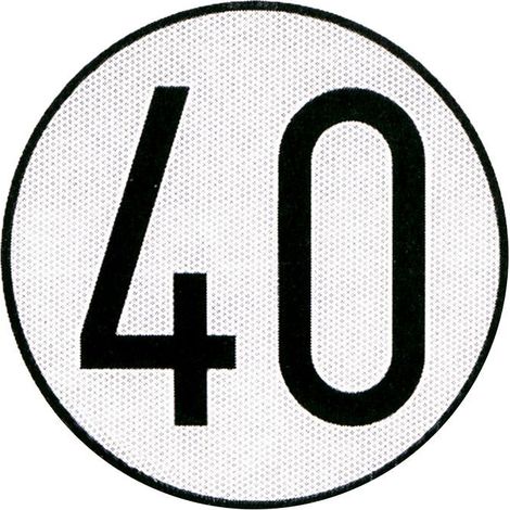 Placa de velocidad homologada V-4 40 km/h, diámetro 200 mm, para vehículos especiales.