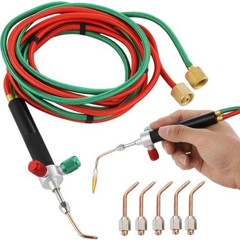Mini Oxygen Acetylene Torch Kit,Torche de soudage à oxygène portative,Torche de soudure à propane portable avec 5pointes,Torche de réparation de bijoux,Outil de soudage pour l'artisanat 3092°F,1700°C