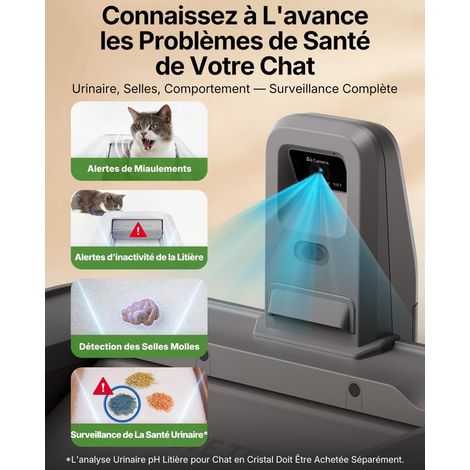 Maison de toilette autonettoyante intelligente pour chat grand bac à litière automatique avec caméra IA et contrôle des odeurs