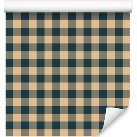 Carta da parati natalizia autunnale a quadri, marrone e crema, 50x1000 cm (1/5)