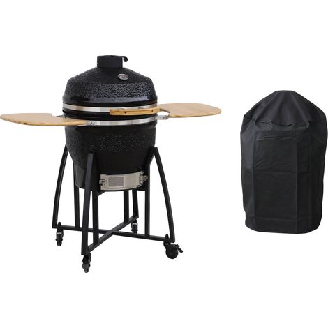 57cm ceramic charcoal barbecue + cover Black 131x77x149 cm - Kamado