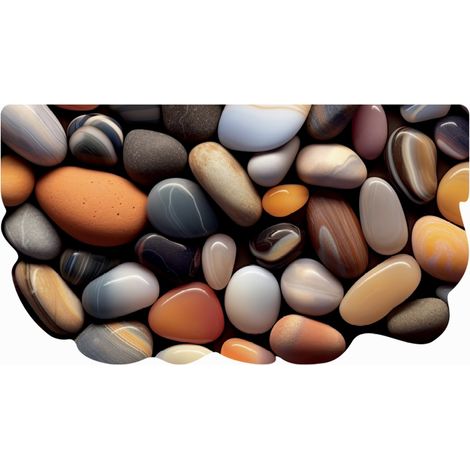 Tappeto Cucina Gomma Pvc Stampa Digitale HD Pietre Colorate Moderno Sagomato Antimacchia - 50x90 cm