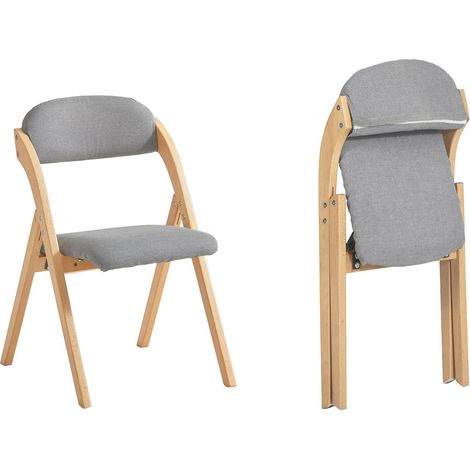 SoBuy Sedia Pieghevole Sedia da cucina con sedile e schienale imbottiti Sedia da scrivania in faggio grigio chiaro FST92-N (1/5)