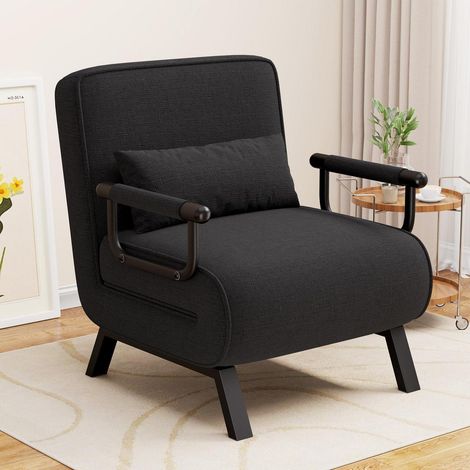 Schlafsessel 4-in-1, Schlafsofa mit Bettfunktion, verstellbare Rückenlehne, Schwarz (1/5)