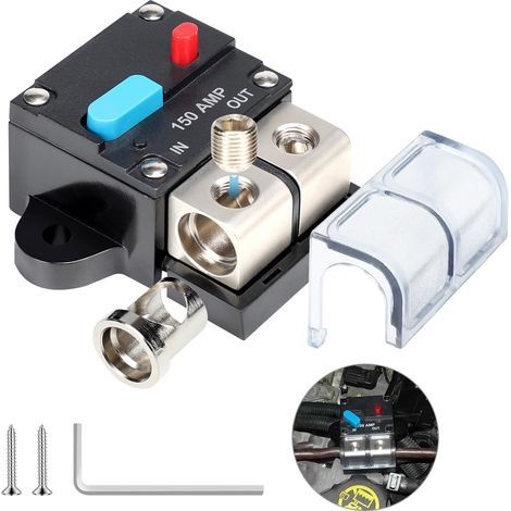 150A Disjoncteur Réinitialisable 12V / 48V DC Étanche Avec Réinitialisation Manuelle - Audio Stéréo de Voiture Avec Fusible Bouton pour Automobile Marine RV (1/4)