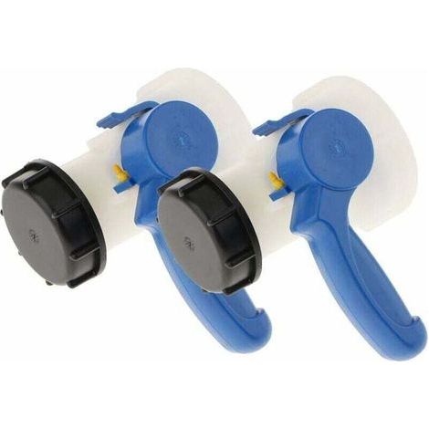 2x PP-Absperrklappe mit 62-mm-Mutteradapter für 1000-Liter-IBC-Tank (1/5)