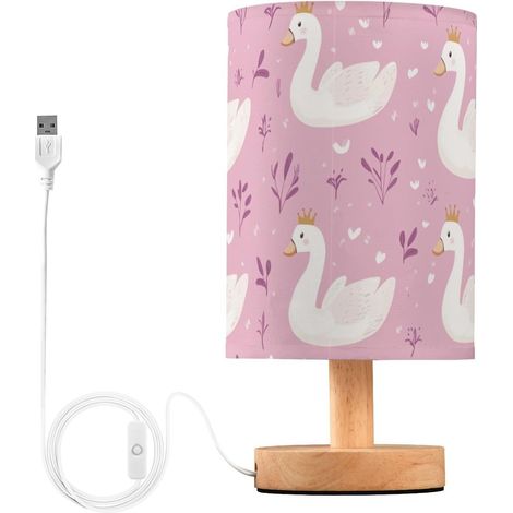 Kcldeci Lampe de chevet cygnes et couronnes pour chambre à (1/5)