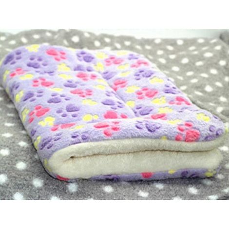 Tapis épais et chaud pour chats et chiens, tapis pour litière pour chats, tapis pour chiens (empreintes de pattes violettes, XXXL)
