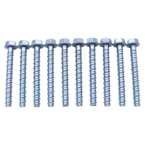 Concrete Screws M10 x 100 mm, Hex Head Galvanised with Washer, without Dowels for Masonry, Architectural Industry (Pack of 10) (1/5)