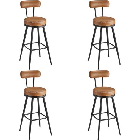 Lot de 4 tabouret de bar design chaise de cuisine siège rembourré PU avec coutures style moderne pour cuisine bar marron (1/5)