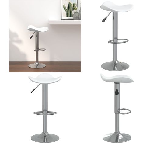 Barhocker Weiß Verchromter Stahl und Kunstleder - Barhocker - Sitzhocker - Küchenhocker - Drehbares Stuhl - Höhenverstellbarer Stuhl - Home & Living (1/5)