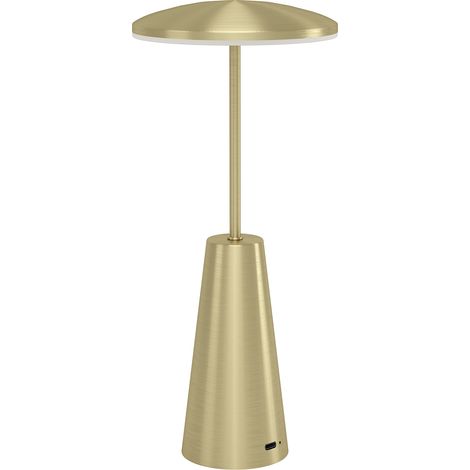 Lampada Da Tavolo Moderna Piccola Acciaio Ottone Spazzolato Led Integrato 2,8W