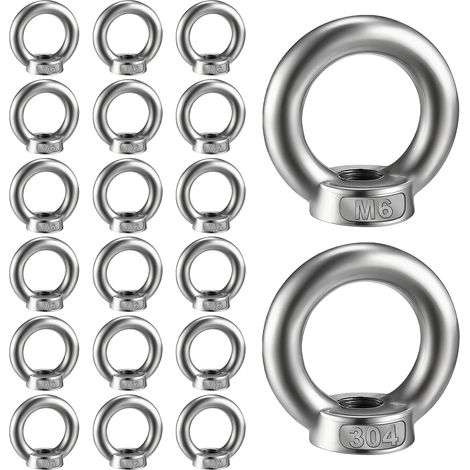 20 Pièces M6 D'écrous À Anneau en Acier Inoxydable 304, Écrous À Oeil (1/5)