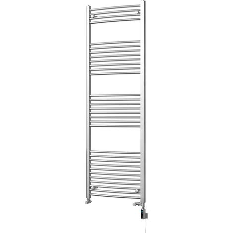 Zennor - Chrome Dual Fuel Towel Rail H1800mm x W600mm Thermostatic WIFI - Curved (1/3)