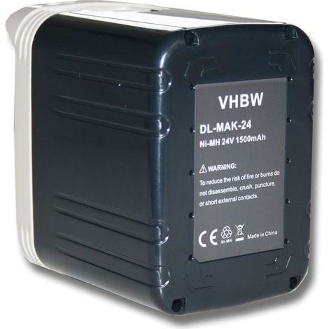 vhbw Battery compatible with Makita BHR200SH, BHR200SFE, BHR200SJE, BHR200SHE, BHR200WAE, BHR200SAE, BHR200 Power Tools (1500 mAh, NiMH, 24 V) (1/2)