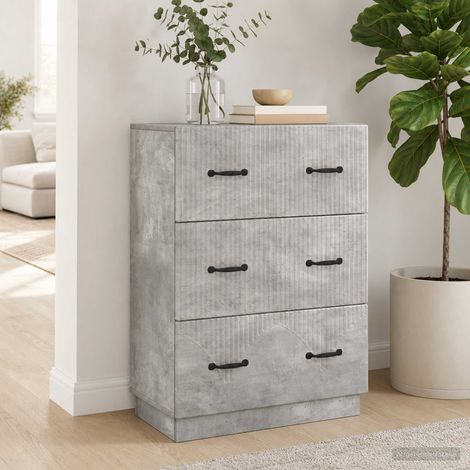 Armoire à tiroirs 3 compartiments en bois gris béton 66 x 34,5 x 87 cm - PANGIVO (1/5)