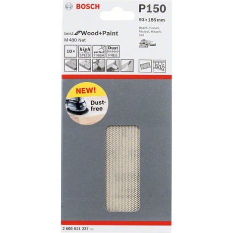 Abrasif maillé Bosch M480 93x186 mm P150 10 unités (1/4)