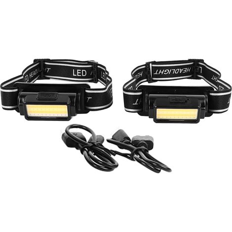 Set mit 2 wiederaufladbaren, ultrahellen und wasserdichten TD18702 COB-Stirnlampen aus ABS-Kunststoff für Wandern, Camping und Angeln (1/5)