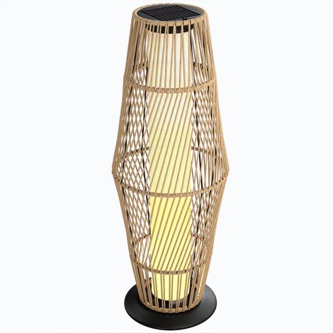 Lanterne solaire extérieure - lampadaire led extérieur - Outsunny - capteur de lumière - résine tressée - 26x26x68cm - sable