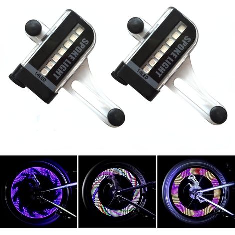 Éclairage LED étanche pour roues de vélo, 30 modes d'éclairage pour une sécurité optimale la nuit, enfants et adultes, lot de 2 (1/5)