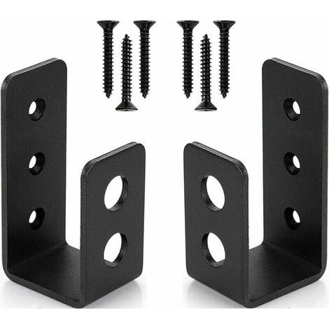 Set di 2 staffe per porta in acciaio, spessore 0,3 cm – Rivestimento antiruggine – Per porte 2 x 4 – Facile installazione con viti incluse (1/5)