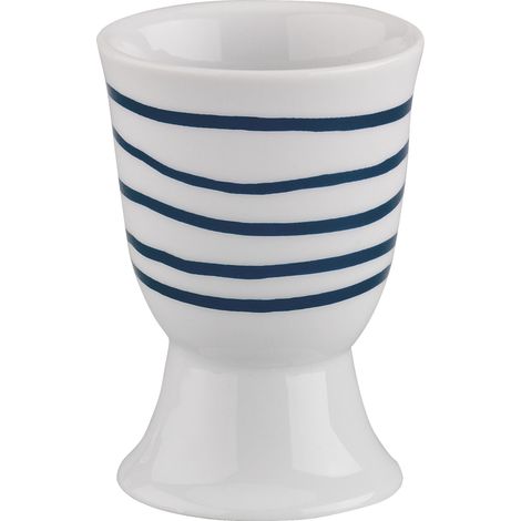 Huevera Cilio Amici, de porcelana, 5 x 7 cm de diámetro, rayas azul marino. (1/2)