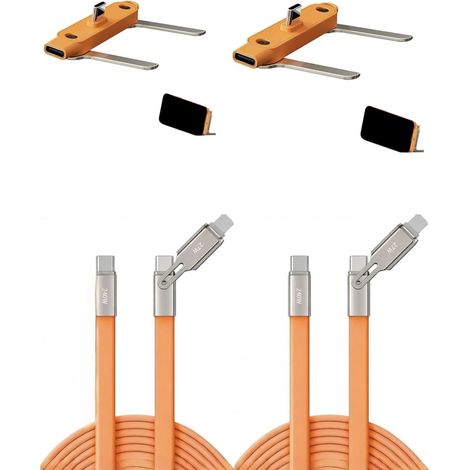 Câble de charge rapide et de données USB-C 2-en-1 avec support, 240 W, 1,2 m, compatible Lightning PD, lot de 2 (1/5)