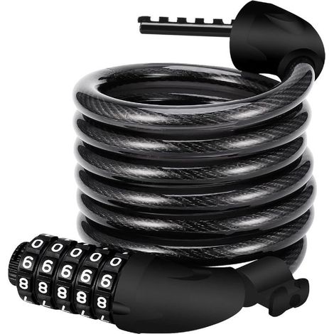Antivol Velo,Cadenas de velos Long 120cm x 12mm,Câble Antivol pour Vélo Scooter Motos Portail Vélo avec 5 Chiffres Intelligente Code et Vélo Poussette,Verrouillage à Vélo Antivol… (1/5)