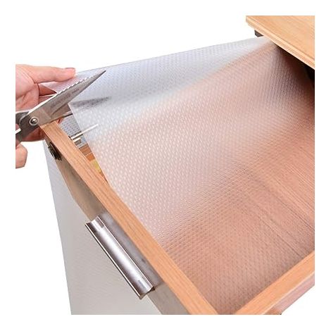 Tapis de tiroir, tapis de tiroir polyvalent tapis antidérapant, découpable, imperméable à l'eau, pour tiroirs et cuisine,chaussures,étagères,réfrigérateur,maison,bureau,500 x 60cm(blanc/transparent) (1/4)