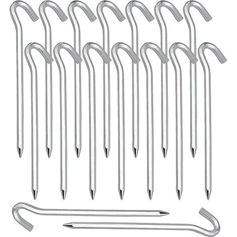 Sardines Piquet,Piquet de Fixation 20 Pièces Piquets de Tente en Piquets de Fixation Sol Crochet pour Tente De Sardines Camping Jardinage Acier Galvanisé Sardine Tente Argenté (1/5)