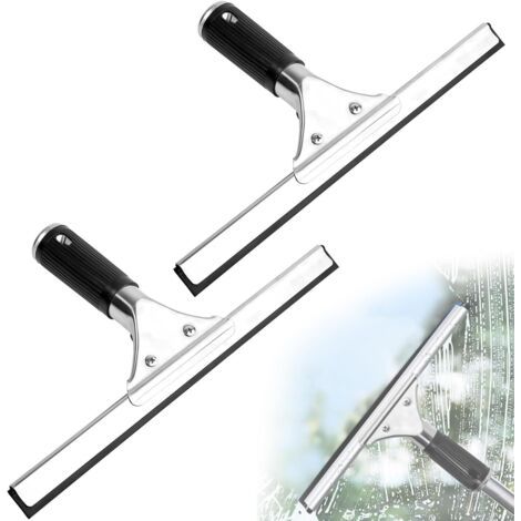 2 Pcs Raclette à vitre Professionnelle,25 cm Raclette Vitre en Acier Inoxydable,pour Nettoyer et Sécher Le Verre, Le Carrelage, Les Fenêtres, la Salle de Bain, pour éliminer Toute Trace D’Eau (1/5)