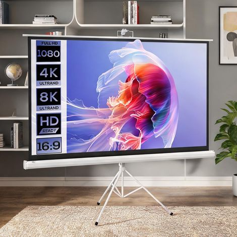 Écran vidéoprojecteur sur trépied 84 pouces 16:9 avec support (1/5)