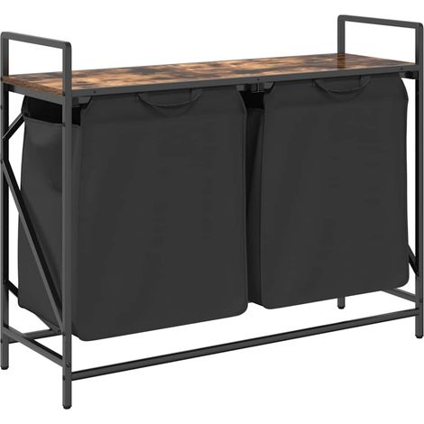 Maison Exclusive - Cesto Portabiancheria 2 Scomparti con Ripiano Rovere Fumo