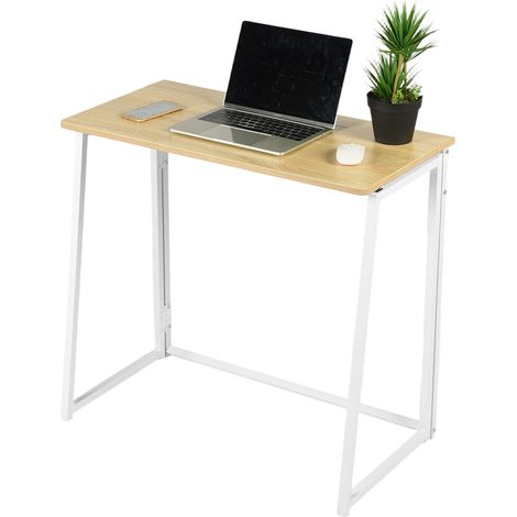 FurnitureR Klappbarer Schreibtisch, faltbarer Computertisch, Arbeitsstation, Schreibtisch für das Homeoffice, kleine Räume, 80 x 40 x 74 cm, Eiche