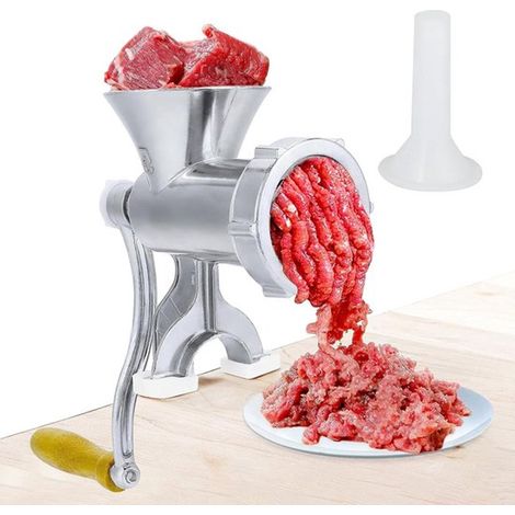 Hachoir à viande manuel à manivelle - Hachoir à viande en acier inoxydable - Usage domestique pour bœuf, poulet, chili - Hachoir à viande compatible lave-vaisselle (1/2)