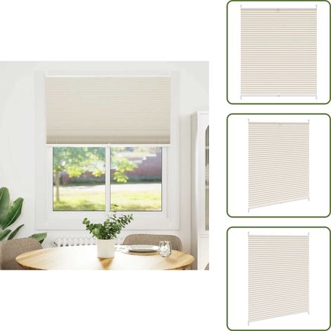 Plissee Faltrollo Rollo Plisseerollo 100x125cm Creme - Sonnenblende - Sicht Schutz - Plissee - Rollo - Faltrollo (1/5)