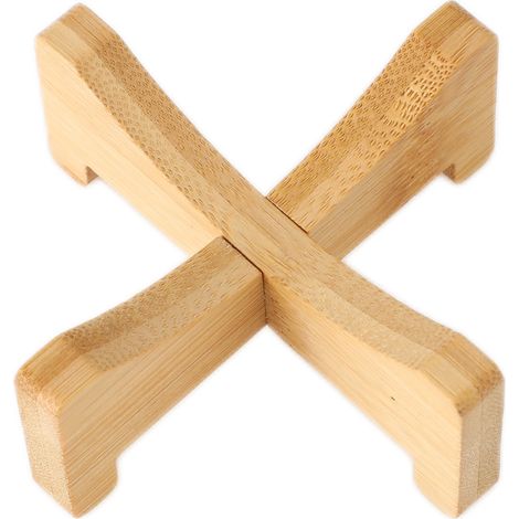 Support pour plantes en bambou, pot de fleurs, plateau en forme de croix, multifonctionnel, pour animaux de compagnie, maison et cuisine, 17,5 x 5 cm (1/5)