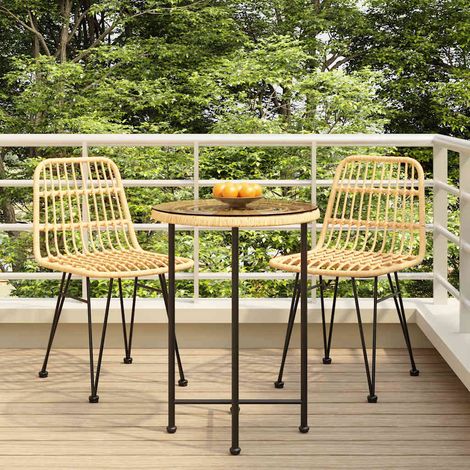 Ensemble Table et Chaise de Jardin 3 pcs - Ensemble Table à manger + 2 chaises Résine tressée BV591111 - BonneVie (1/5)
