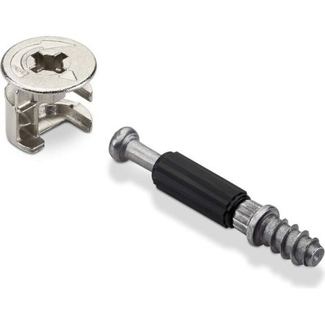 50 pièces Connecteur de Meubles Pièce de Raccordement de Meubles Roue Excentrique RASTEX 15 (Ø 15 mm) et cheville Twister DU 232 T (M6 x 11 mm) Ferrure d'assemblage à excentrique de