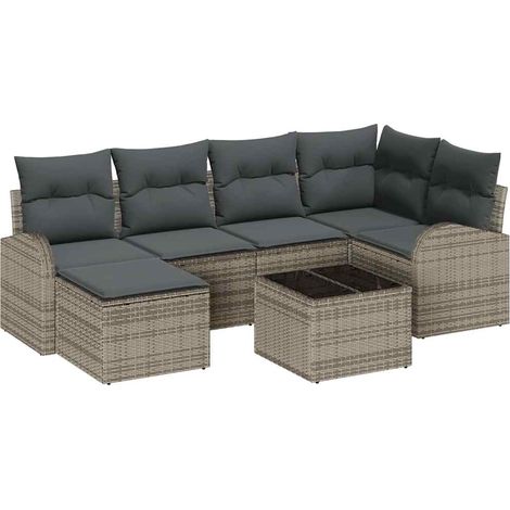 Maison Exclusive - Set di divani con cuscino 7 pcs Grigio polyrattan