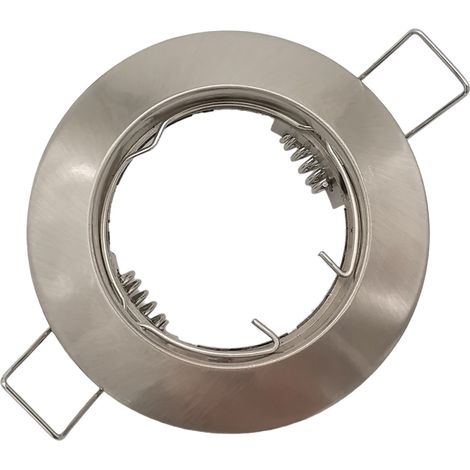 Portafaretto Tondo Acciaio Argento spazzolato fisso da incasso cartongesso per lampadine GU10 MR16 (1/3)