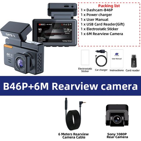 (Carte SD non requise) Caméra embarquée 4K 3 pouces avec double objectif, GPS et Wi-Fi (1/5)