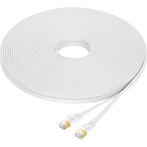 Câble Ethernet Cat 8 25M,Câble réseau internet plat Gigabit RJ45 Lan haute vitesse 40Gbps 2000MHz pour Commutateur,Routeur,Modem,Xbox,PS4,boîtier TV(Blanc) (1/5)