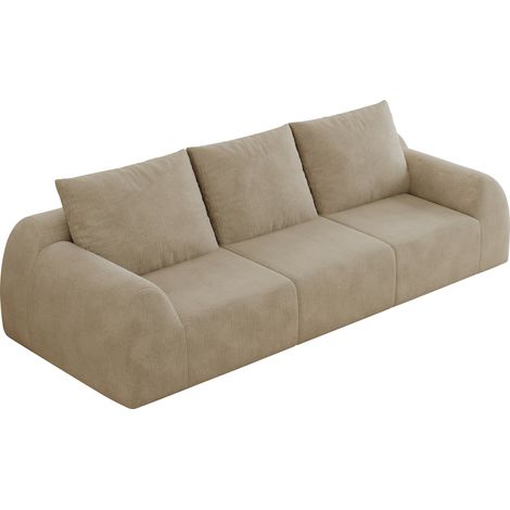 Gerades Sofa aus Chenille, Hochdichter Schaumstoff, Ohne Montage, Weiche Sitzfläche, Khaki (1/5)