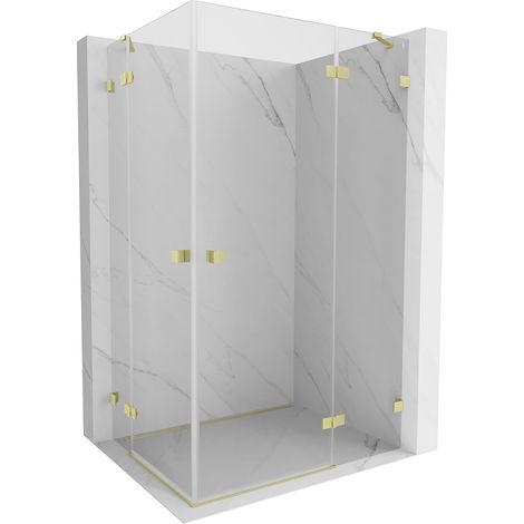 Mexen Lunar Duo cabine de douche avec porte battante à droite 120 x 105 cm, transparent, or brossé - 834-120P-105L-55-00 (1/3)