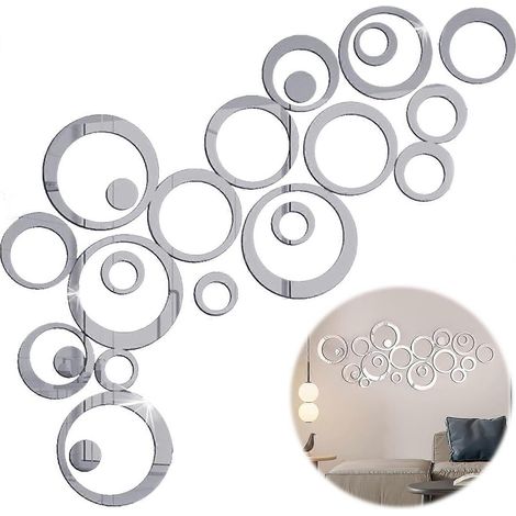 Stickers muraux ronds effet miroir, autocollants muraux ronds en acrylique à faire soi-même, stickers muraux en acrylique, pour la décoration du salon et de la maison (1/4)